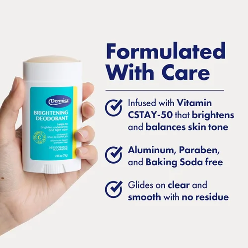 Miniatura 2 de Dermisa Desodorante iluminador con vitamina C (STAY-50), iluminador de axilas sin aluminio y protección contra olores, vegano y sin bicarbonato