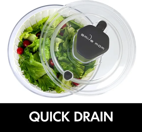 Miniatura 9 de Smile mom Centrifugadora de Ensalada Grande Centrifugadora de Lechuga Accesorios de Cocina, Centrifugadora de Ensalada Grande Lavadora de Verduras