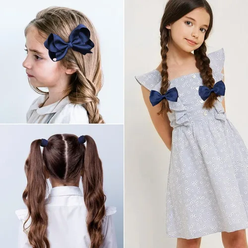Miniatura 3 de DEEKA Juego de accesorios para el cabello azul marino, 15 lazos para el cabello, pinzas para el cabello, diadema, lazos para el cabello para niñas