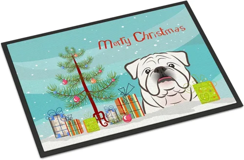 Miniatura 170 de Caroline's Treasures BB1616MAT - Tapete para puerta delantera de árbol de Navidad y sabueso afgano de 18 x 27 pulgadas, para interiores
