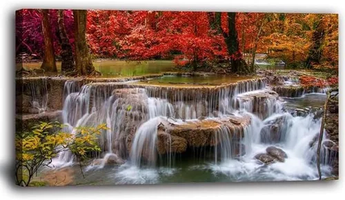 Yxbhhym Lienzo de paisaje para pared, pintura de cascada, impresiones de árboles y bosques, paisajes de otoño, imagen artística para sala de estar,
