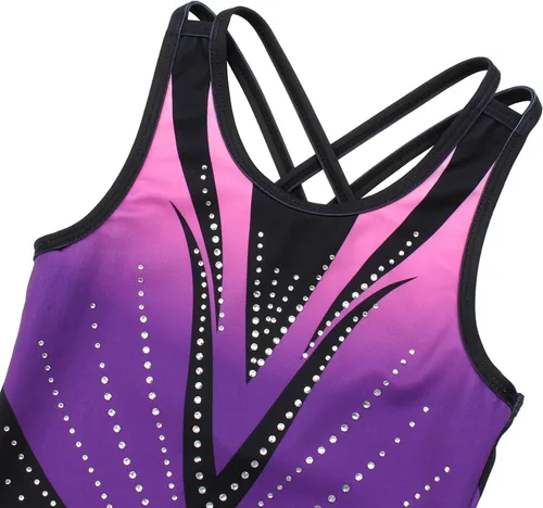 Miniatura 93 de MODAFANS Leotardos de gimnasia para niñas brillantes para bailar ballet, pantalones cortos con espalda cruzada