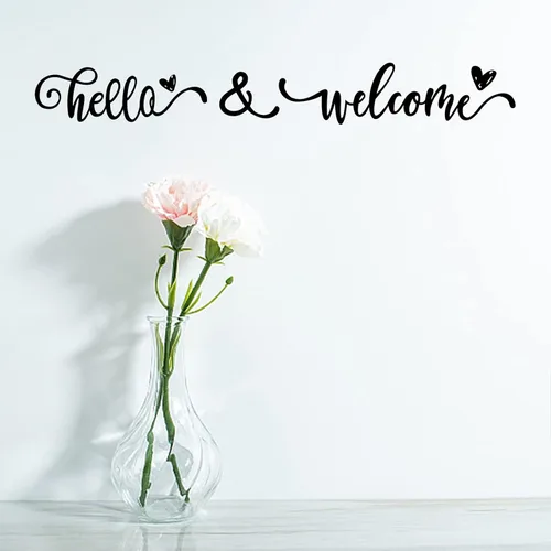 Miniatura 3 de PLIGREAT Calcomanías de pared con texto en inglés "Hello & Welcome Quotes", calcomanías de pared de vinilo removible para el hogar, oficina, lugar