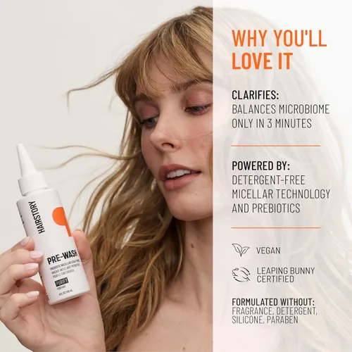 Miniatura 3 de Hairstory Prelavado – Enjuague micelar prebiótico para el cuero cabelludo para una limpieza profunda, elimina la acumulación y el aceite, equilibra