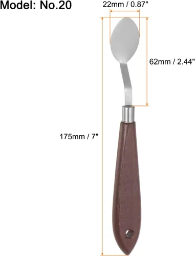 Miniatura 2 de HARFINGTON 4 cuchillos de paleta No.20 de 0.866 in de ancho, espátula ovalada de acero inoxidable, cuchillo de paleta con mango de madera para óleo