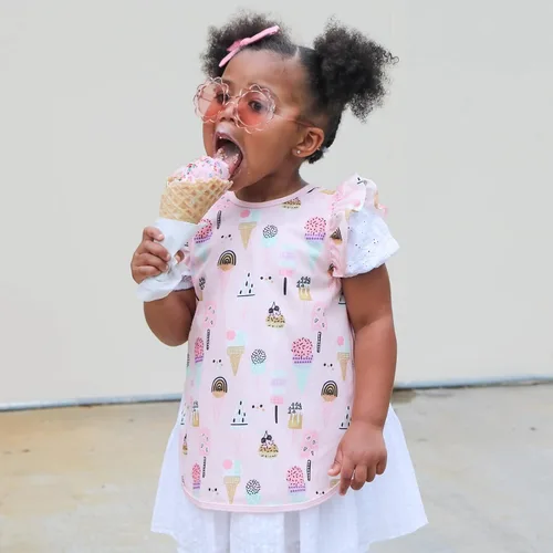 Miniatura 5 de BapronBaby Flutter Pink Ice Cream - Babero suave impermeable resistente a las manchas - Lavable a máquina - 197ft - 5 años - Sz preescolar 3-5 años