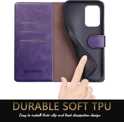 Miniatura 5 de SUANPOT Para Samsung Galaxy A52 4G & 5G Funda de cuero cartera con RFID titular de la tarjeta de crédito Flip Folio Book Phone Case Funda a prueba