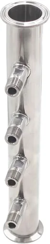 Miniatura 3 de HFS (R) Abrazadera triple de 1,5 "a NPT Colector de cuatro vías (4) 1/2 "NPT macho 24" longitud 304 acero inoxidable