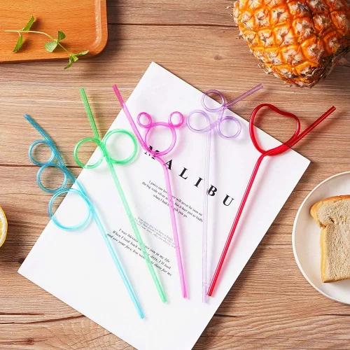 Miniatura 8 de 24 piezas de pajitas locas y divertidas para niños, pajitas reutilizables de plástico con bucle espiral para actividades en el aula, regalo