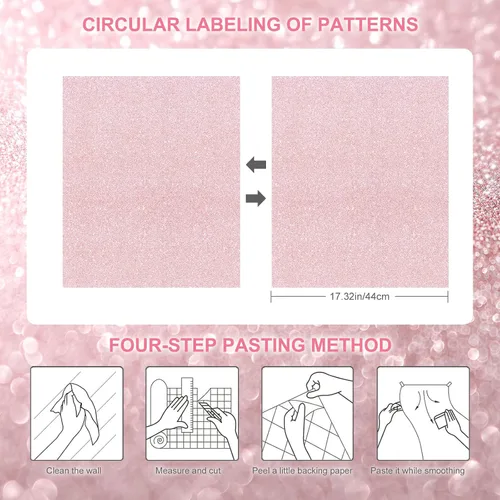 Miniatura 4 de Amiya Papel adhesivo de vinilo con purpurina rosa de 17.3 x 120 pulgadas, autoadhesivo, para pegar y despegar, papel tapiz decorativo brillante