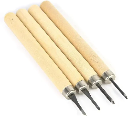 Miniatura 7 de Juego de herramientas de tallado de madera, 4 piezas, kit de cuchillos de tallado de madera, incluye cuchillos de corte de cincel