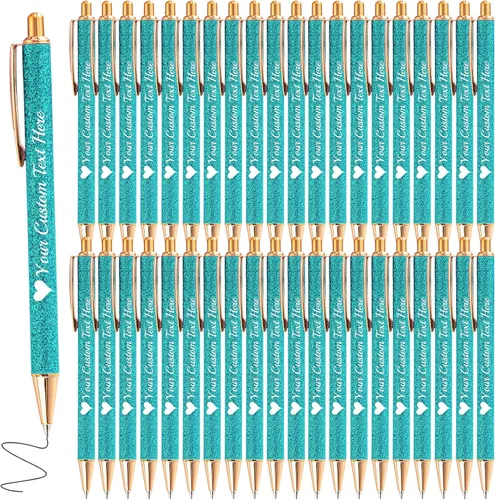 Miniatura 18 de Hasta 100 bolígrafos personalizados a granel con nombre, bolígrafo con purpurina personalizable, logotipo de negocios, mensaje de texto, regalo