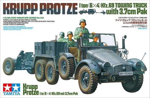 Miniatura 7 de Tamiya Modelos Krupp Protze Camión de remolque con kit de modelo Pak de 1.457 in