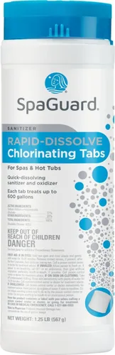 SpaGuard Pestañas de cloro de disolución rápida para spas y spas de natación, 1.25 libras, desinfectante y oxidante de disolución rápida, restaura