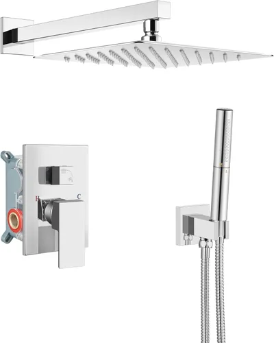 Miniatura 26 de Aolemi - Sistema de ducha con cabezal de lluvia y grifo de mano montado en la pared, juego completo de accesorios de ducha de alta presión