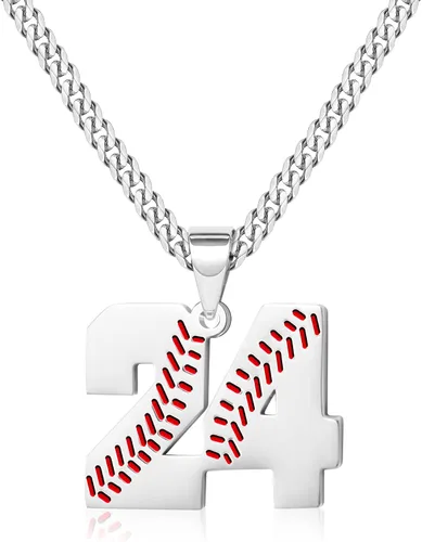 Miniatura 40 de Btysun Collares de béisbol de béisbol número 0-99 dijes de acero inoxidable para hombres, regalos de béisbol, papá, marido, regalo de Navidad