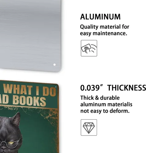 Miniatura 3 de AMOGHASIDDHI Cartel de metal con diseño de gato negro con consejos divertidos de animales, póster de metal vintage de aluminio de 8 x 12 pulgadas