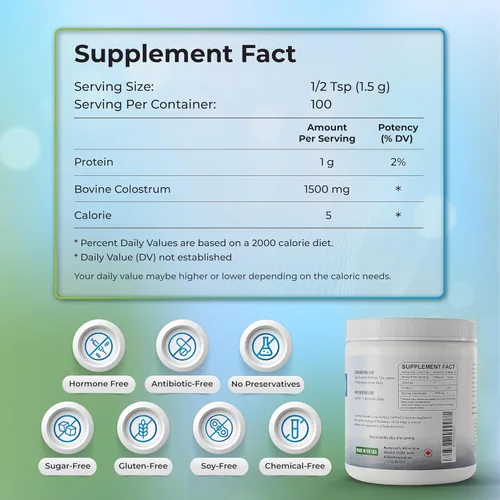 Miniatura 2 de WELLNESS EXTRACT Polvo de calostro bovino rico en proteínas y lactoferrina, el verdadero suplemento certificado para apoyo inmunológico, salud