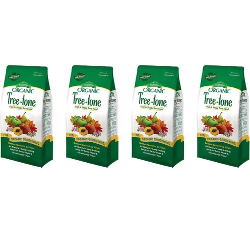 Espoma Tree-Tone - Alimento para plantas, fertilizante natural y orgánico para sombra, árboles frutales y ornamentales, 4 libras, paquete de 4