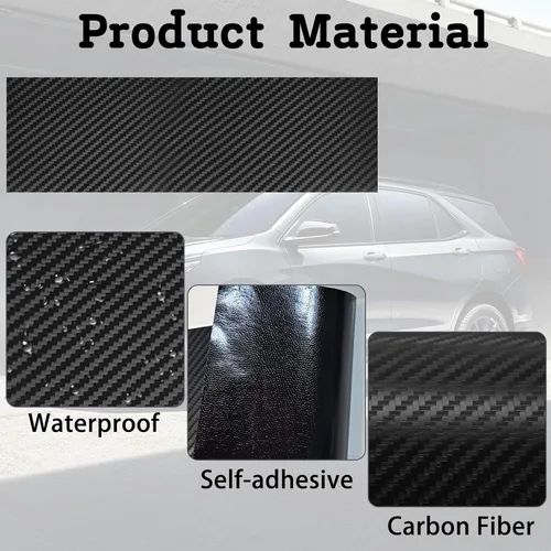 Miniatura 5 de QianBao Compatible con envoltura de vinilo de fibra de carbono de 11.8 x 4 pulgadas, kit de envoltura de emblema Chevy Bowtie con espátula y Negro 6