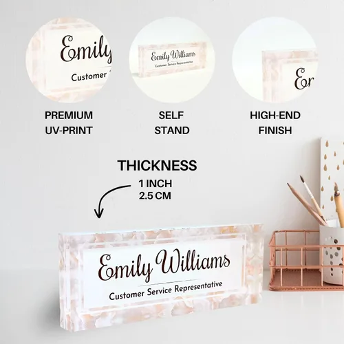 Miniatura 2 de Placa de Nombre de Escritorio de Acrílico Transparente Grueso Personalizada de 8x3" con Logo Personalizado - Decoración Profesional de Oficina