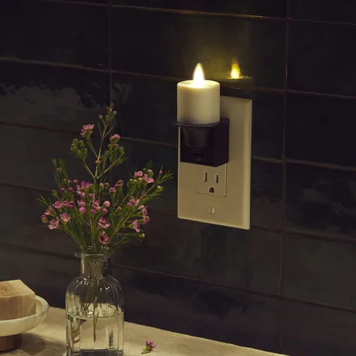 Miniatura 6 de Luminara - Luz nocturna de vela sin llama con luz de atardecer a amanecer, sensor automático de oscuridad, enchufe de pared negro, luz LED