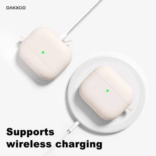 Miniatura 7 de Oakxco Funda de silicona para Airpods 3, bonita funda rígida femenina para Airpods de 3ª generación con llavero, gel de goma colorido suave de TPU