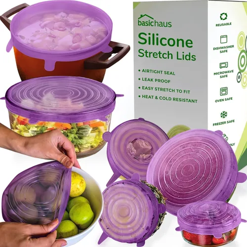 Miniatura 14 de Tapas elásticas de silicona reutilizables para almacenamiento de alimentos en el refrigerador, fundas elásticas resistentes al calor, tazas, latas