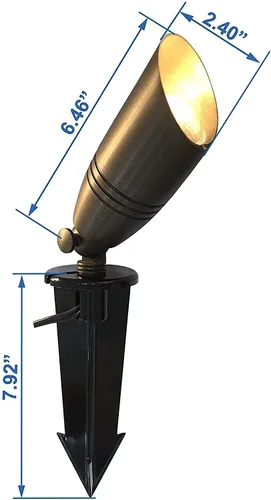 Miniatura 3 de H&A Foco de paisaje de latón macizo para exteriores, luces LED de paisaje de 12 V de bajo voltaje con pico de tierra para exteriores (6 paquetes)
