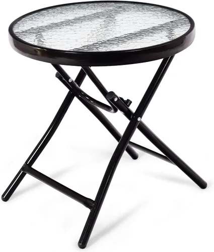 Miniatura 8 de RELAX4LIFE Bistro - Juego de 3 piezas con 2 mecedoras plegables y 1 mesa de cristal para balcón, sillas de patio al aire libre y juego de mesa (rojo)