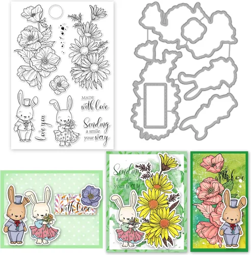 Miniatura 10 de INFUNLY Juego de sellos y troqueles transparentes de animales tropicales – Sello de silicona transparente con forma de animal de león, elefante