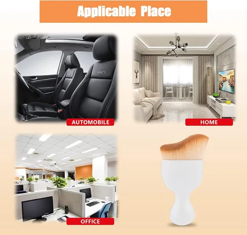 Miniatura 5 de 1 cepillo de polvo para el interior del automóvil, cepillo de detalles automático sin arañazos, cepillo de limpieza suave para el interior del Blanco