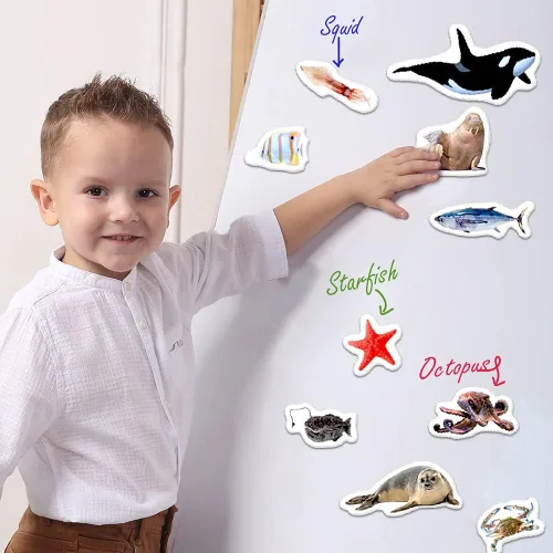 Miniatura 8 de Imanes de nevera para niños pequeños – magdum – 30 imanes de animales marinos para refrigerador – Imanes reales de animales del océano para niños