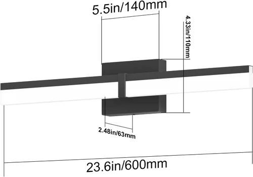 Miniatura 8 de Tipace Lámparas de baño negras de 24 pulgadas, luces LED modernas sobre espejo (luz blanca, 6000 K)