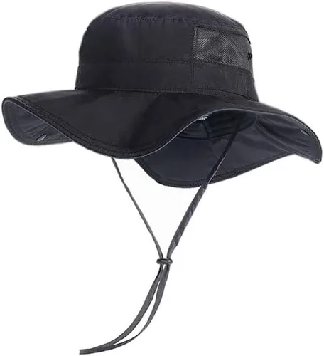 Miniatura 10 de Sombrero para el sol al aire libre plegable UPF50+ Sombrero de pescador de ala ancha para hombres y mujeres Sombrero Boonie impermeable para pesca