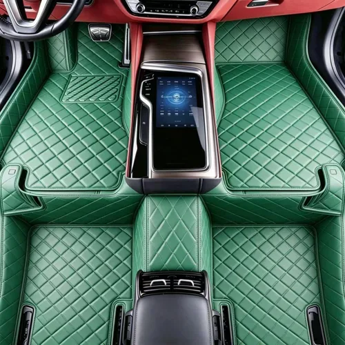 Miniatura 11 de Alfombrillas de cuero personalizadas para todo tipo de clima, revestimientos para el suelo de automóviles, SUV, camiones, juego de tapetes Azul