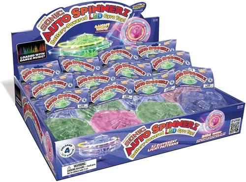 Miniatura 4 de Geospace Super Sonic LED Auto Spinnerz - Top giratorio autoalimentado (paquete de 2 en varios colores)