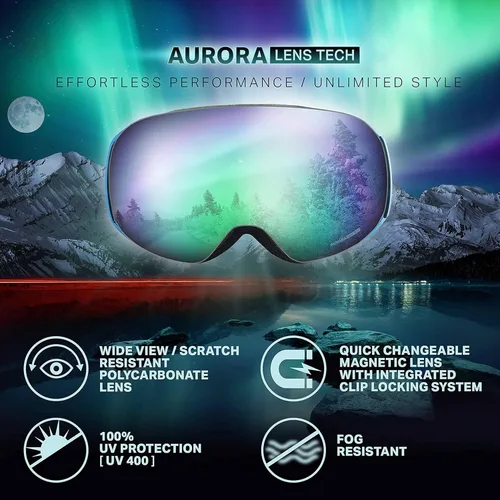 Miniatura 3 de Wildhorn Roca - Gafas de esquí para hombres y mujeres con protección antiempañamiento/arañazos 100% UV - Lente magnética - Gafas de nieve