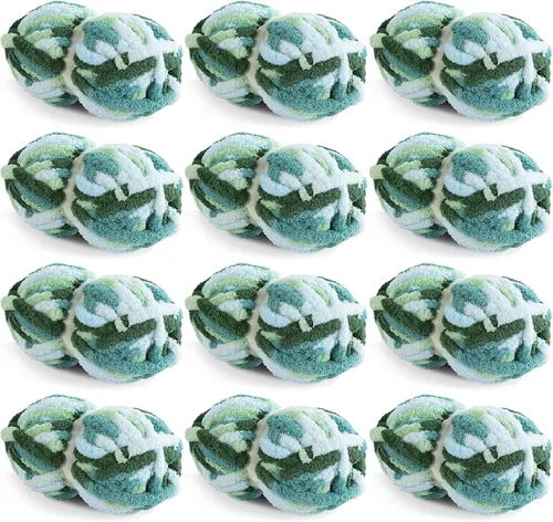 Miniatura 39 de HOMBYS Paquete de 8 hilos gruesos gigantes para tejer a ganchillo/tejer a mano, súper voluminosos, grandes, suaves, esponjosos, tie dye de felpa