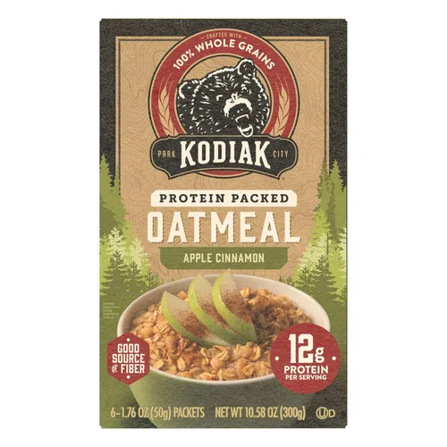 Miniatura 4 de Kodiak Cakes Paquetes de avena instantánea, manzana y canela, alto contenido en proteínas, 100% granos integrales, 6 cajas con 6 paquetes cada una
