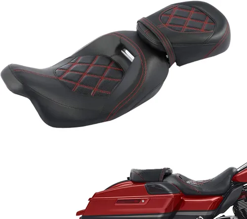 Miniatura 43 de TCT-MOTORPARTS Driver Rider - Almohadilla de respaldo para Harley Touring 2009-2023 Road King Street Road Electra Glide Ultra Black Stitching