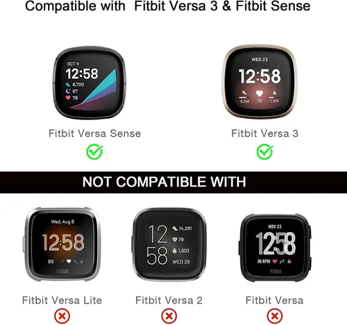 Miniatura 5 de Funda protectora brillante compatible con Fitbit Versa 3/Sense, marco de parachoques de diamantes de imitación de cristal brillante para mujer
