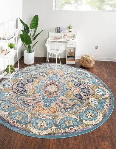Miniatura 9 de Unique Loom Narenj Collection - Alfombra clásica con diseño texturizado de medallón, 3 x 5 pies, color azul y negro
