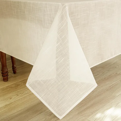 Miniatura 8 de Mantel rectangular con textura de lino, mantel ligero Slubby de 60 x 84 pulgadas, resistente al agua, resistente a las manchas, mantel de arpillera