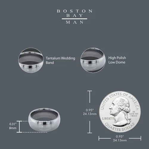 Miniatura 3 de Boston Bay Diamonds Tantalum Comfort Fit Mens Wedding Band or Fashion Ring - 7mm & 8mm - Choice of