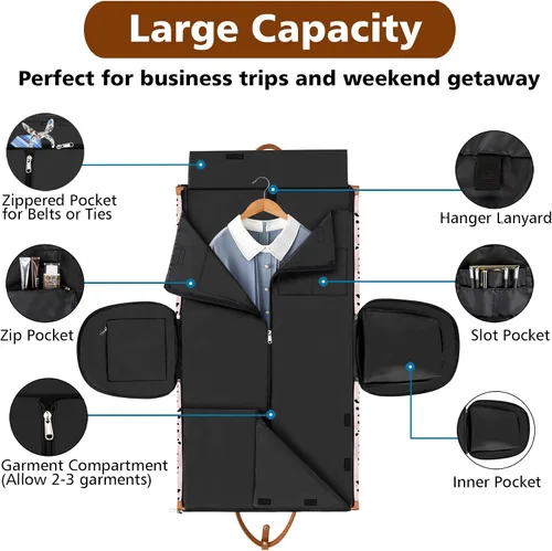 Miniatura 3 de Bolsa de ropa para viaje con neceser convertible de mano para fin de semana, bolsas de viaje grandes para mujeres 2 en 1, bolsa colgante para traje