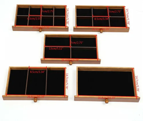 Miniatura 6 de Joyero organizador de 6 capas con cerradura y espejo, cajas de joyería de madera de trébol de cuatro hojas de la suerte y organizadores