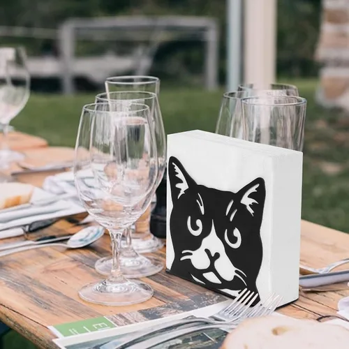 Miniatura 6 de Servilletero para mesa, servilleteros de metal para cocina, comedor, granja, cóctel, picnic, bar, rústico, moderno soporte para todas las Gato