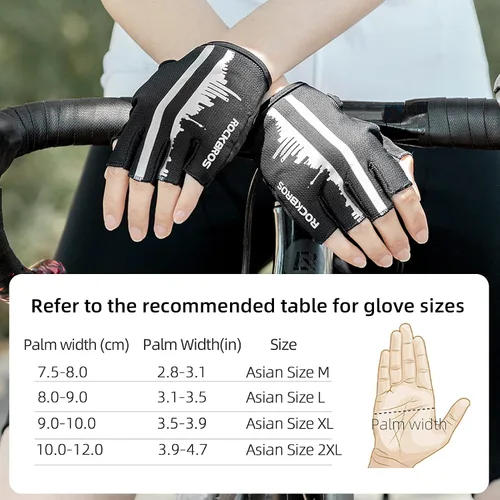 Miniatura 6 de ROCKBROS Guantes de bicicleta para hombres medio dedo ciclismo guantes ciclismo MTB montaña carretera bicicleta guantes amortiguador SBR