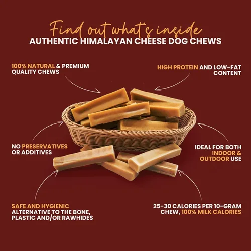 Miniatura 4 de Queso auténtico del Himalaya de yak para perros - Pequeño (Paquete de 10) - Procedencia de las estribaciones prístinas del Himalaya, sin cuero